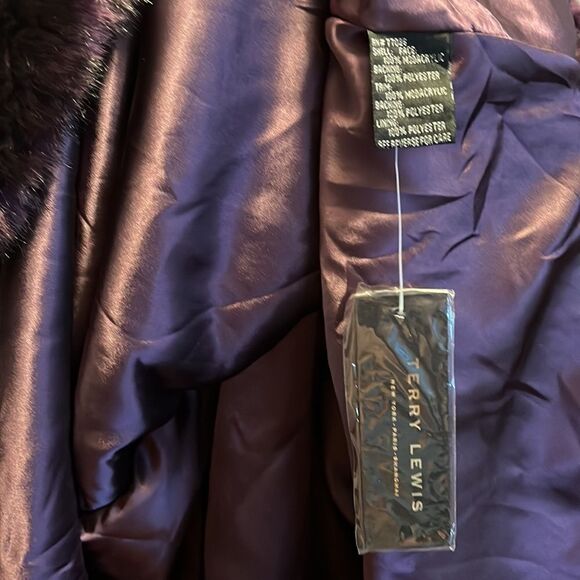 Terry Lewis Faux Fur Purple Black Collar Area Pullover Poncho Event - Picture 5 of 13